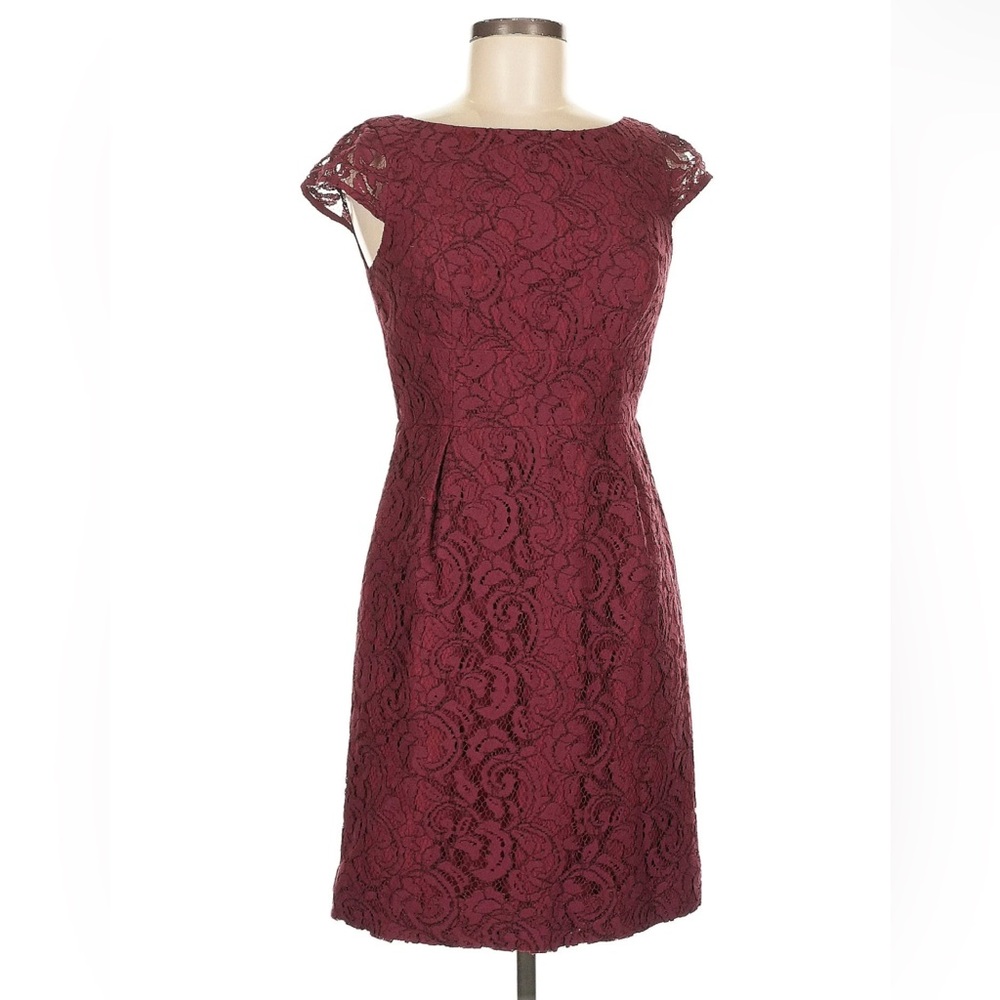 J. Crew Burgundy Lace Sheath Dress